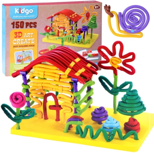 Set creativ de construcție flexibilă „macaroane”, bețișoare – 150 piese