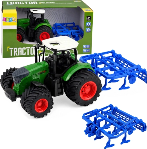 Tractor agricol cu cultivator 1:24 verde