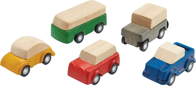 PlanToys PlanWorld mașinuțe din lemn – set de 5 vehicule