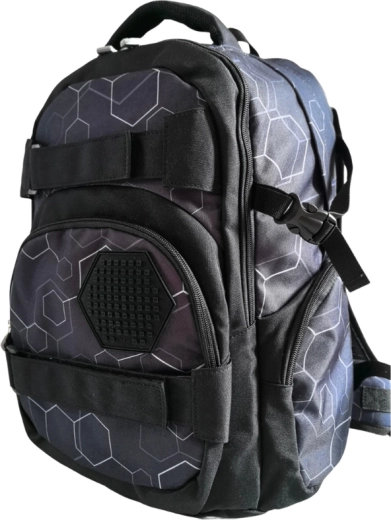 Rucsac școlar pentru elevi Pixie Crew Hexa negru, cu 100 pixeli