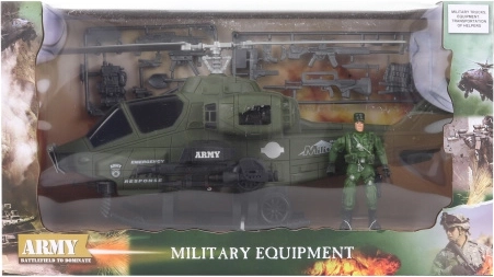 Elicopter militar cu figurine și accesorii