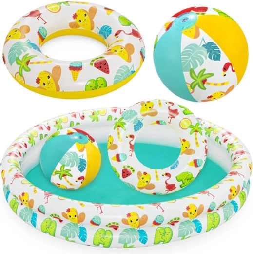 Piscină gonflabilă pentru copii 3‑în‑1 cu colac și minge BESTWAY 122 cm