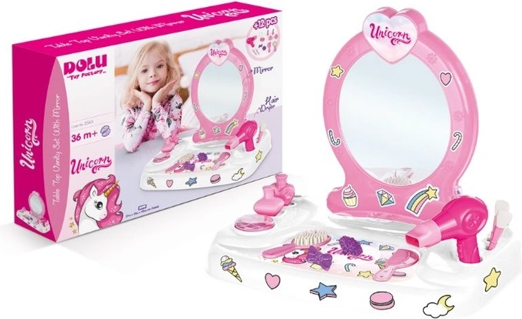 Măsuță de toaletă Dolu Unicorn cu accesorii