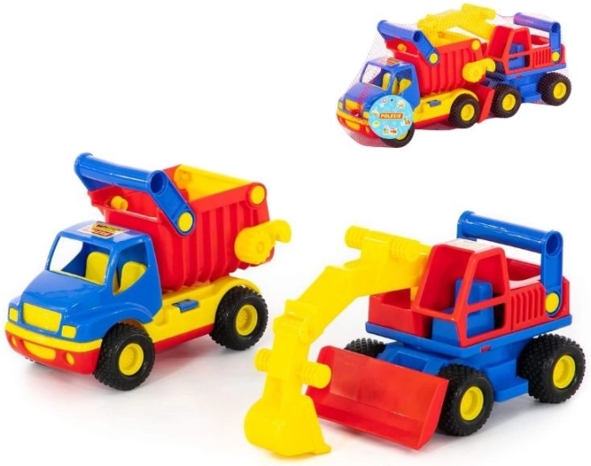 Autobasculantă și excavator ConsTruck – set 2 piese