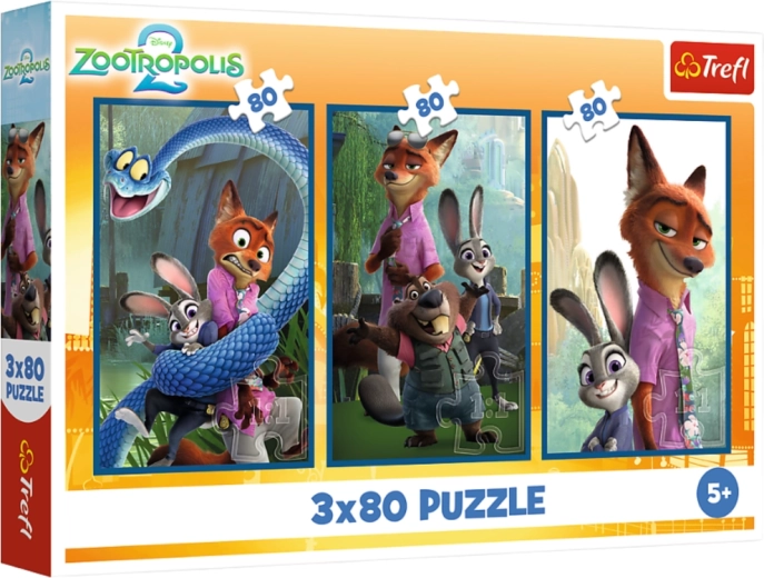 Puzzle 3×80 Disney Zootropolis Investigația animalelor – Trefl