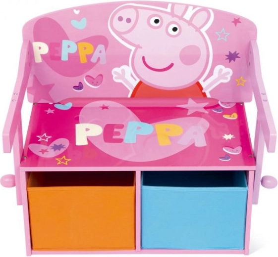 Bancă pentru copii Peppa Pig 3 în 1 (bancă, birou de scris și cutie pentru jucării)