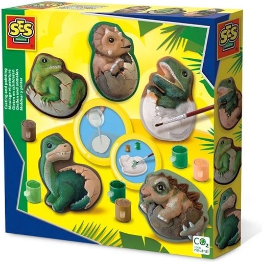 SES Creative set de turnare din ghips și vopsele – dinozauri din ouă