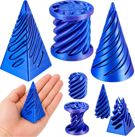 Set senzorial antistres 3D – con rotativ, cilindru și piramidă (albastru)