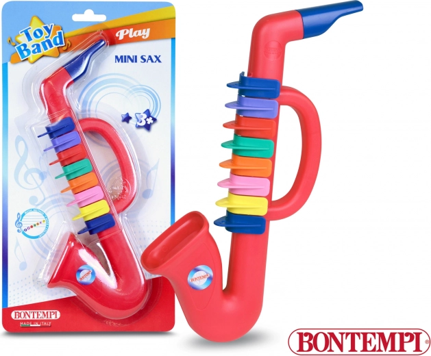 Saxofon de plastic roșu pentru copii cu 8 clapete