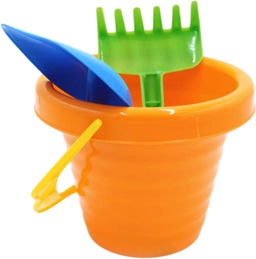 Set pentru nisip cu găletușă cu margine zimțată, lopățică și grebluță - 1 bucată