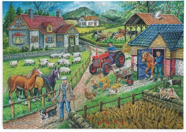 Puzzle Fermă la recoltarea orzului, 250 de piese mari