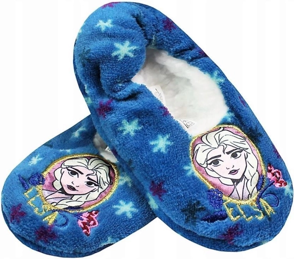 Papuci de casă Frozen Elsa – albaștri, cu talpă antiderapantă