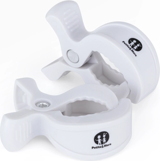 Clemă pentru cărucior PETITE & MARS Peg, alb, 2 buc