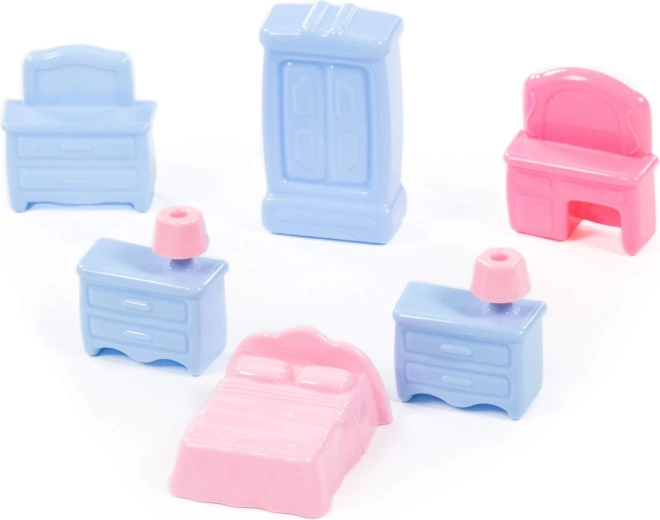 Mobilier pentru căsuța de păpuși – set colorat de 6 piese