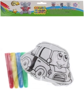 Mașinuță creativă de colorat cu 4 markere lavabile