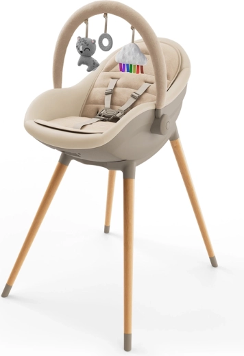 Scaun de masă și leagăn Kinderkraft FINI UP 2în1 bej