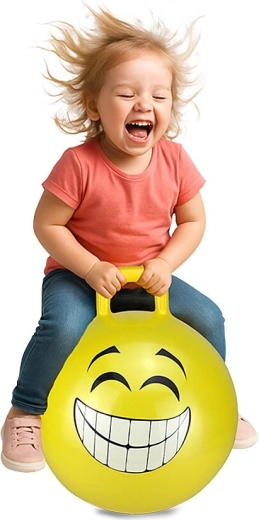 Minge de sărit HoppyDoo Smile galbenă 45 cm cu pompă