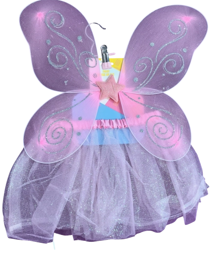 Costum de zână cu aripi roz și fustă tutu - 1 bucată