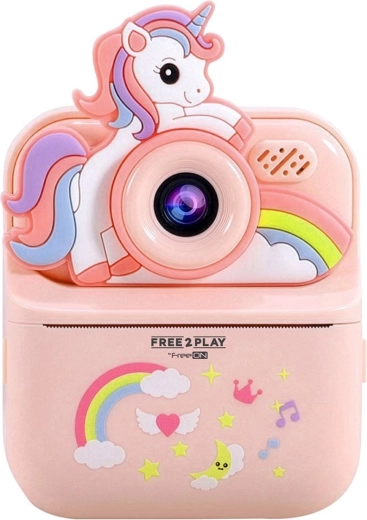 FREEON Free2Play aparat foto digital pentru copii cu imprimare instantanee Unicorn