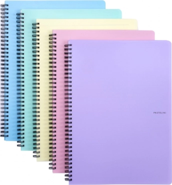 Bloc cu spirală A4 cu dublă spiră PASTELINI, culori pastel