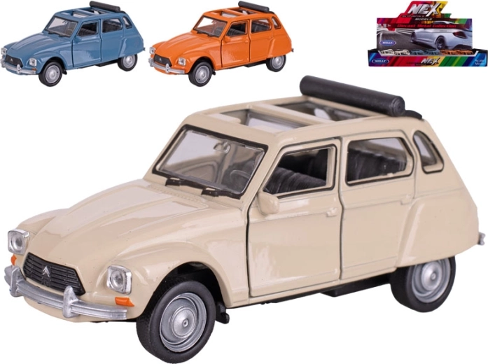 Model metalic Citroën Dyane cu mecanism pull-back, 12 cm, Welly
