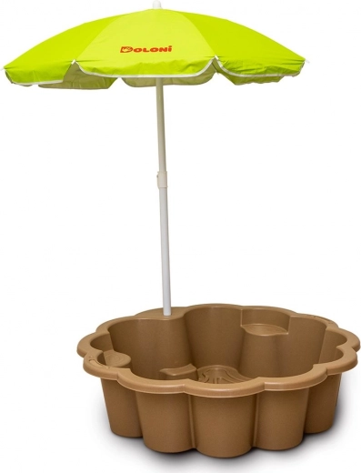 Ladă de nisip Floare EKO maro cu umbrelă