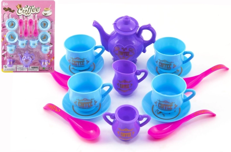 Set de cafea și ceai din plastic pentru copii, 15 piese