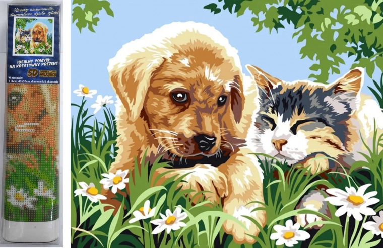 Pictură cu diamante Prieteni mici 30 × 40 cm