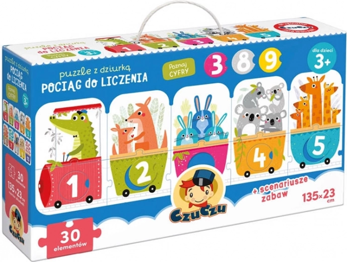 Puzzle cu orificiu – tren pentru numărat