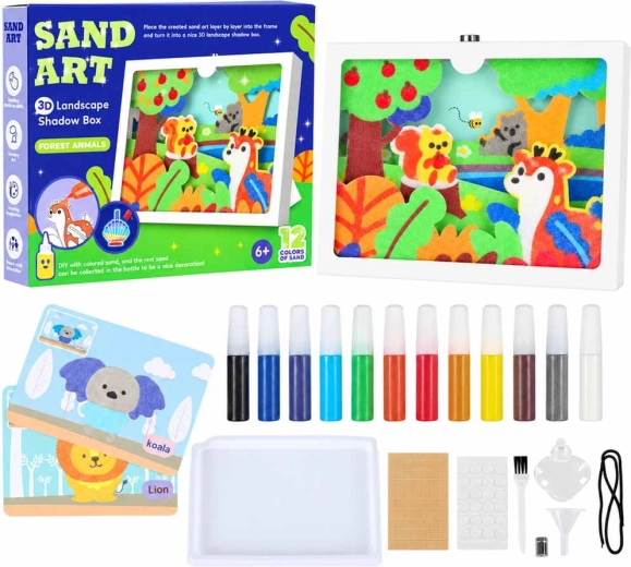 Set de pictură cu nisip 3D – animale de pădure, cu iluminare LED