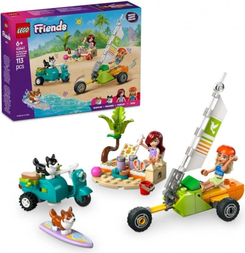 Lego Friends aventură cu căței care fac surf și scuter