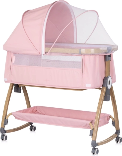 Chipolino Charisma 2în1 pătuț lipit de pat pink wood