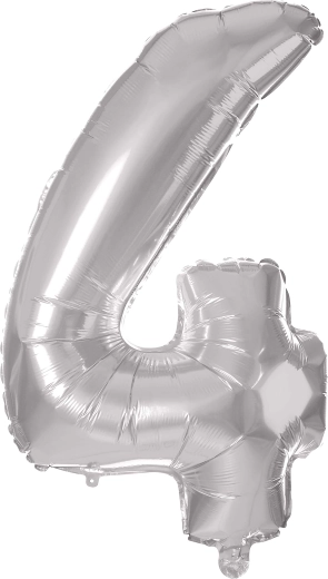Balon din folie cifră 4, 30 cm, argintiu TORO