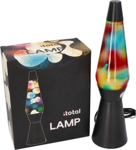 Lampă de lavă multicoloră cu bază neagră
