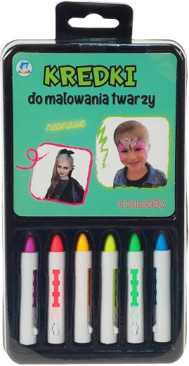 Creioane neon pentru pictură pe față pentru copii, set de 6 culori