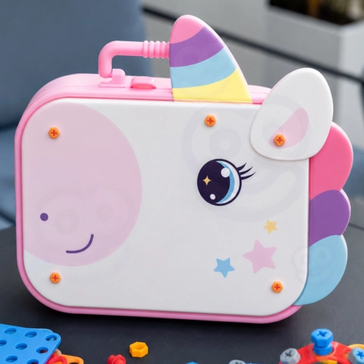 Valiză 2 în 1 cu motiv de unicorn