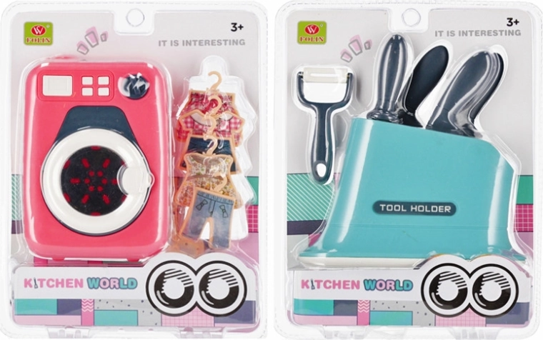 Set pentru copii cu electrocasnice de uz casnic cu accesorii – mașină de spălat sau cuțite de bucătărie