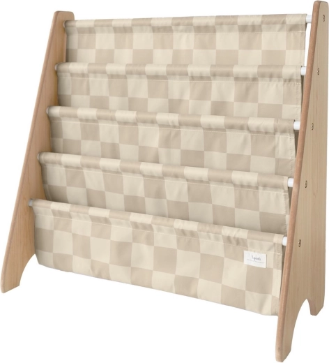 Suport pentru cărți 3 Sprouts din poliester reciclat Checkerboard/Beige