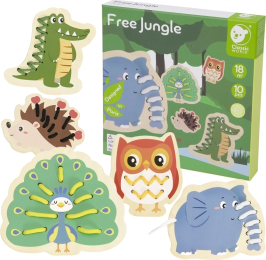 Classic World animale din lemn pentru împletit – set de 10 piese