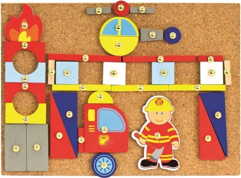 Bino joc cu ciocănelul pompieri – set creativ din plută