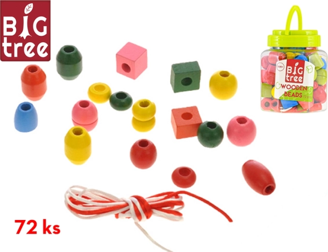 Mărgele din lemn în cutie – 72 buc