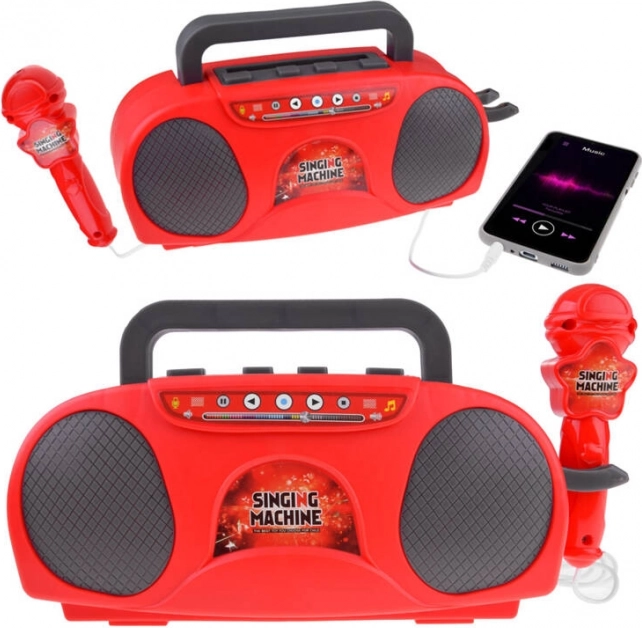 Karaoke portabil pentru copii cu microfon, roșu