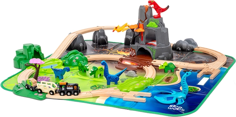 BRIO World set deluxe de tren cu dinozauri
