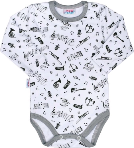 New Baby Music body din bumbac pentru bebeluși, cu mânecă lungă
