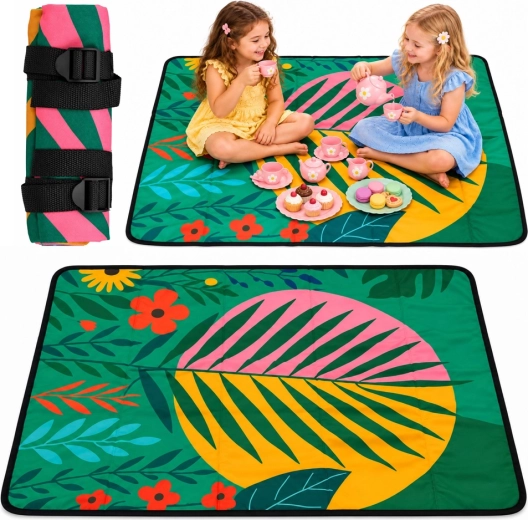 Pătură de picnic turistică pliabilă cu model tropical, 100 × 70 cm