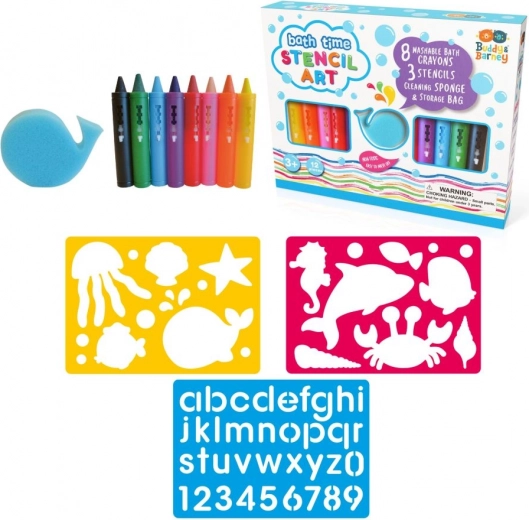Set de creioane pastel pentru baie cu șabloane