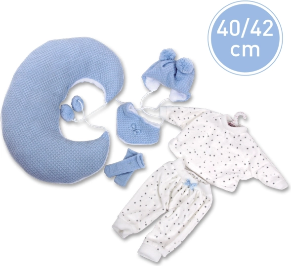 Hăinuțe pentru păpușă NEW BORN LLORENS 40–42 cm – set din 5 piese cu pernă de alăptare