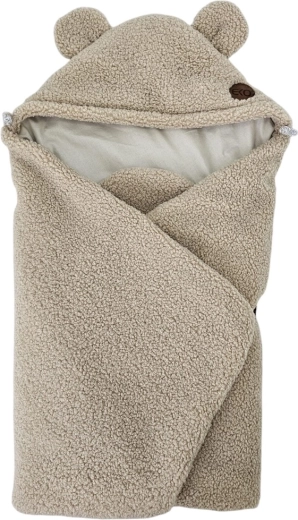 EKO sac de iarnă cocon pentru scaun auto, bouclé cu bumbac, bej închis, 110 × 100 cm – Bej deschis