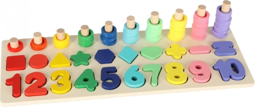 Sorter și abac educațional din lemn 2‑în‑1 montessori 13 × 36 cm