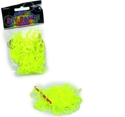 Set de elastice galbene pentru împletit brățări (250 buc.) cu cârlig și închizătoare